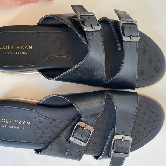 Cole Haan Grandseries Black Leather Sandals Like New Women's Size 8 W23292 - Picture 8 of 11